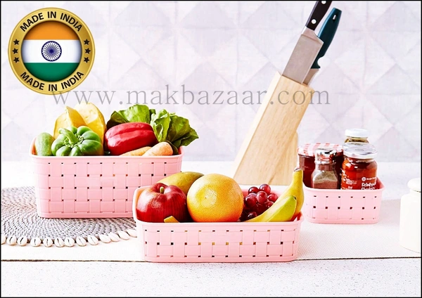Multipurpose Smart Shelf Basket Storage Basket (Set 3 Pc)